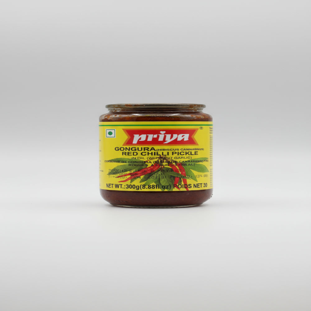 Priya Pickle Gongura & Red Chilli In Oil Without Garlic 300g